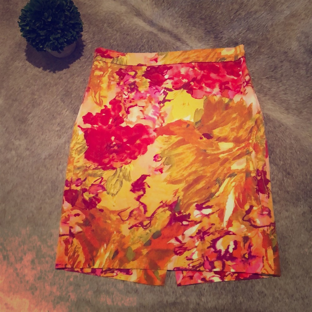 J Crew watercolor floral pattern skirt